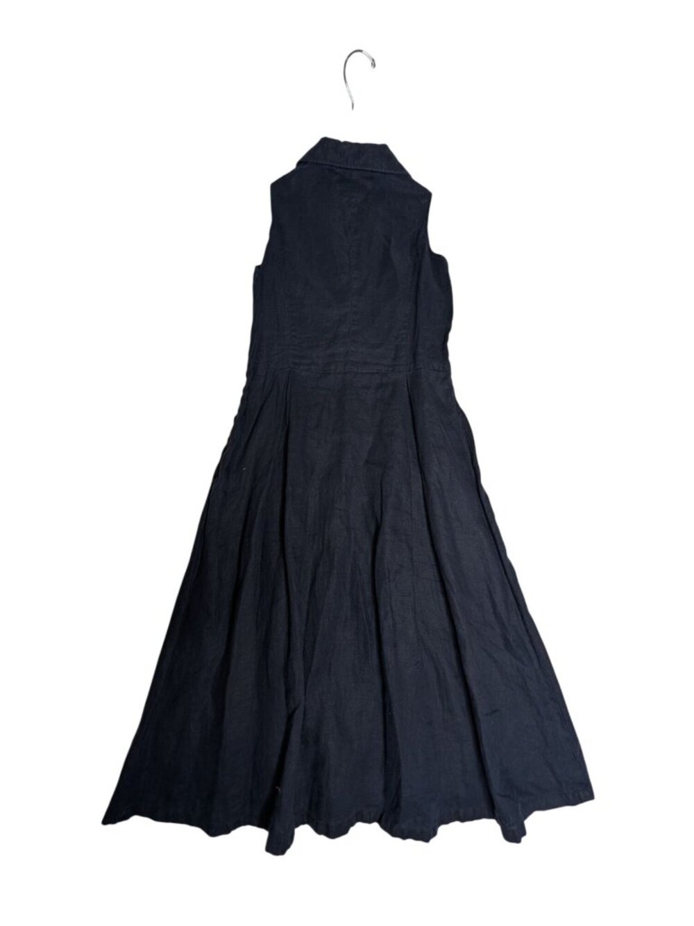 Tommy Hilfiger Linen Womens Navy Sleeveless Midi Dress Button Front & Collar Siz - Picture 11 of 14